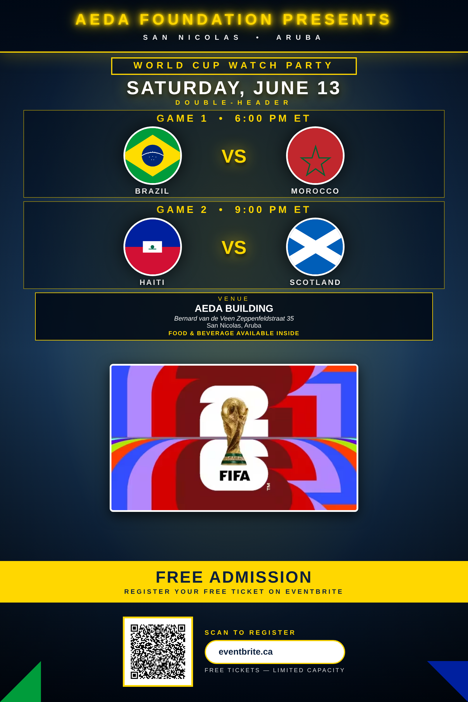 June 13 World Cup watch party poster