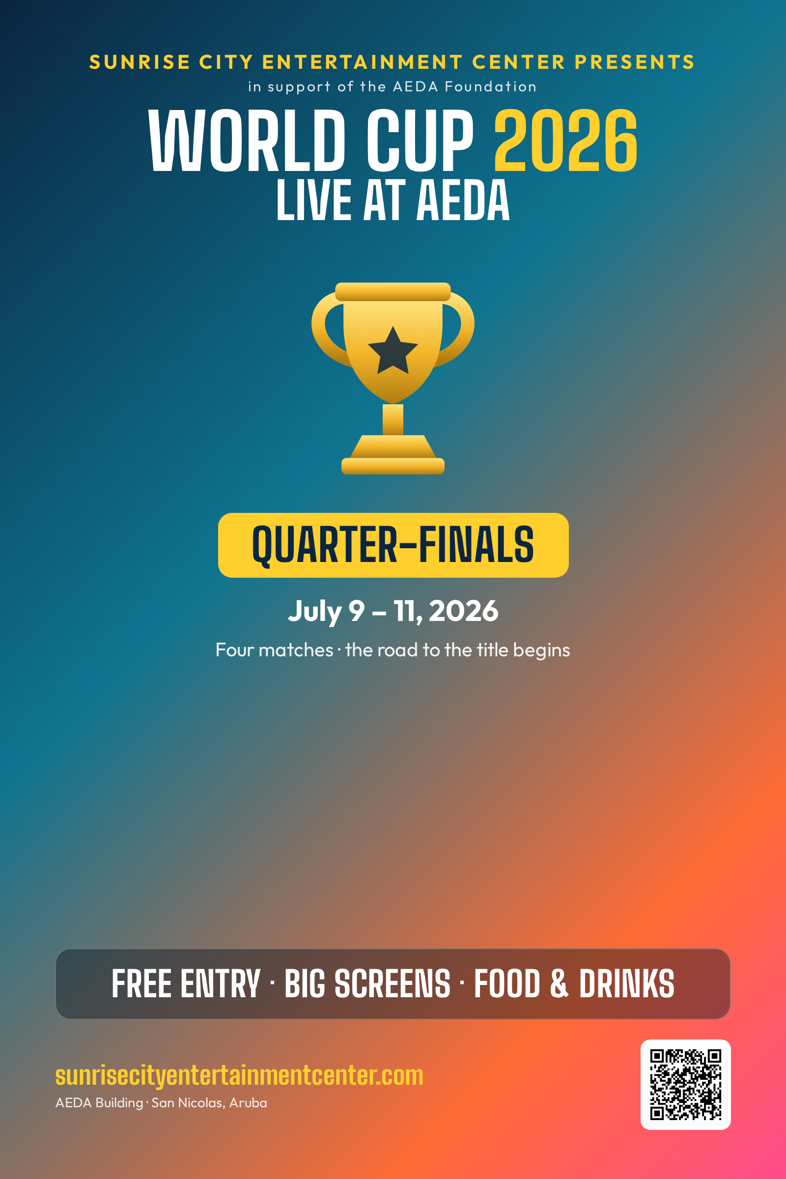 Quarter-Finals watch party poster